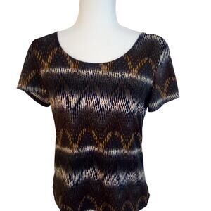 Notations Short Sleeve Animal Print Top